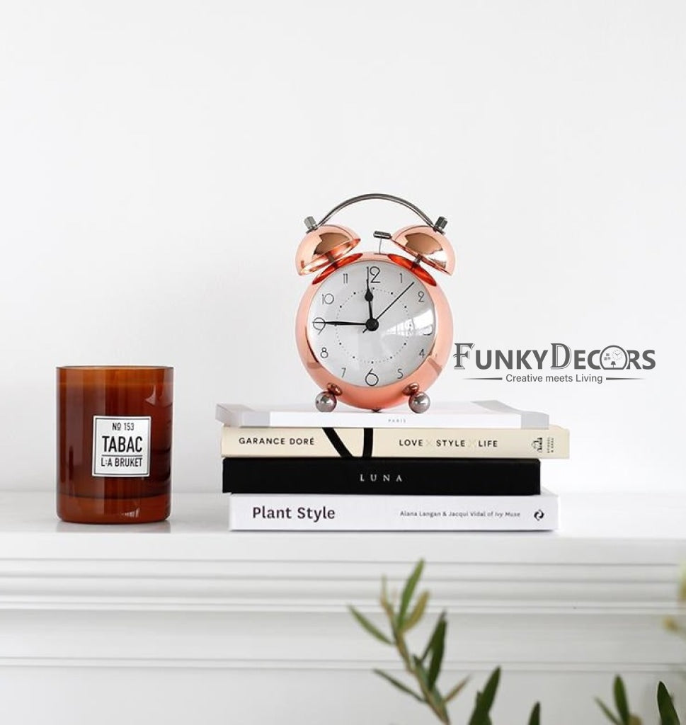 Rose Gold Royal Retro Style Alarm Kids Room Table Clock-Funkydecors Clocks