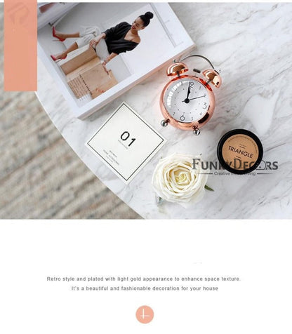 Rose Gold Royal Retro Style Alarm Kids Room Table Clock-Funkydecors Clocks