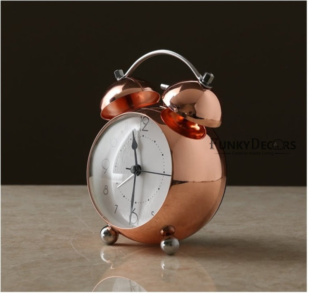 Rose Gold Royal Retro Style Alarm Kids Room Table Clock-Funkydecors Clocks
