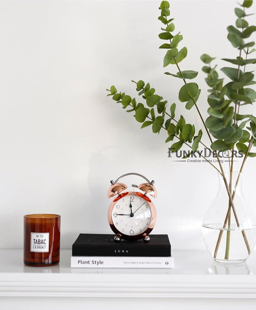 Rose Gold Royal Retro Style Alarm Kids Room Table Clock-Funkydecors Clocks