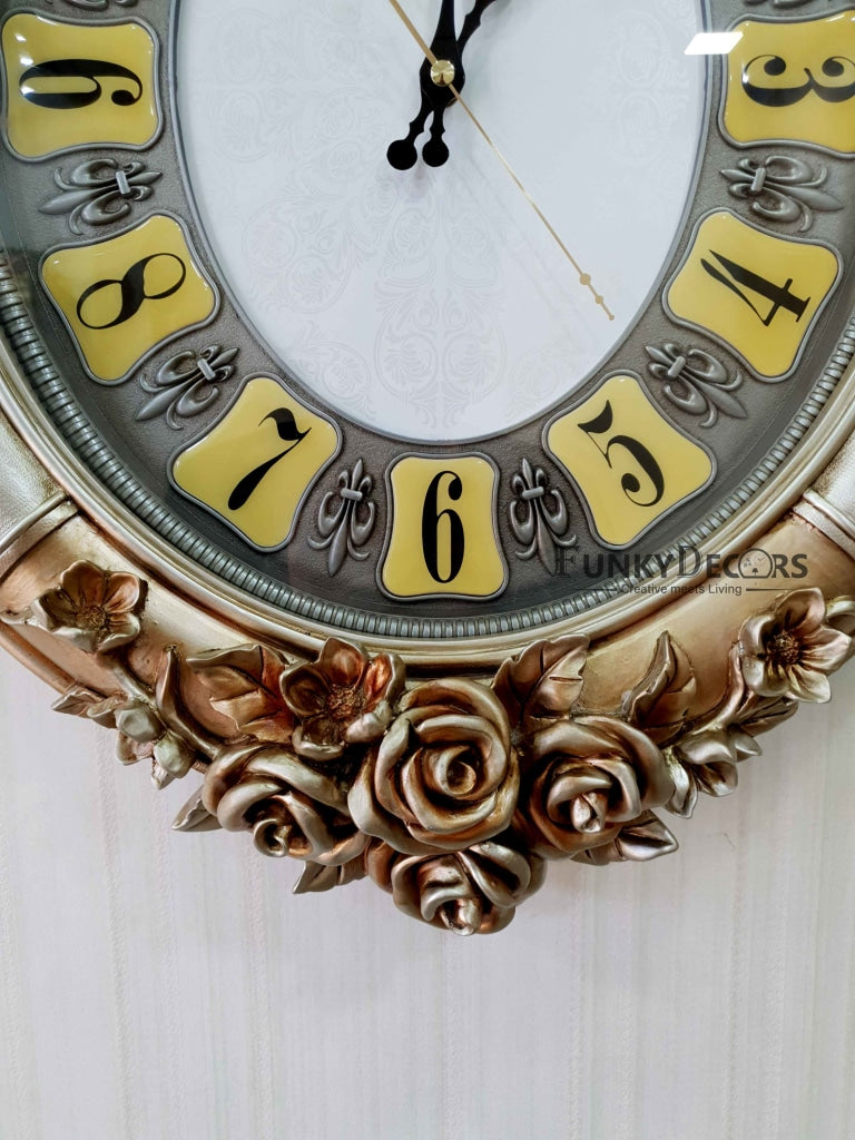 Rose Golden Love Birds Marble Wall Clock For Home Office Décor And Gifts 70 Cm Tall- Funkydecors