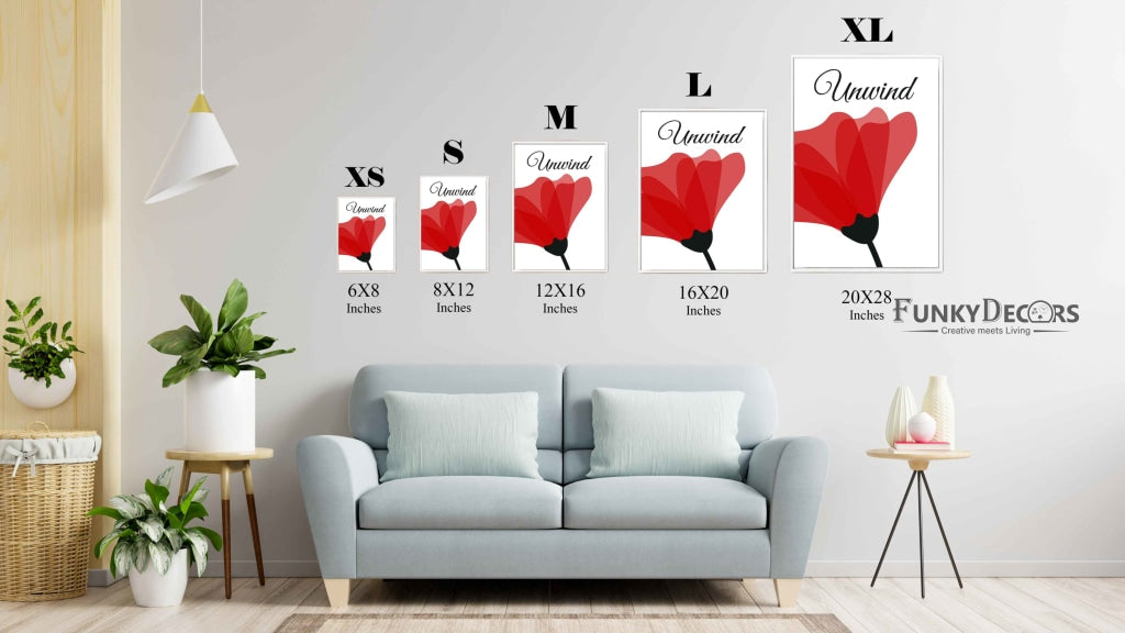 Ruby Red Floral Art Frame For Wall Decor- Funkydecors Posters Prints & Visual Artwork