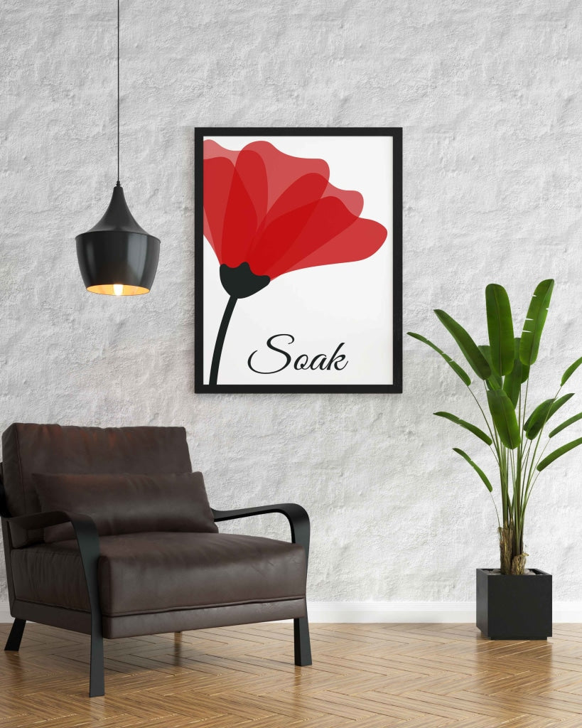 Ruby Red Floral Art Frame For Wall Decor- Funkydecors Xs / Black Posters Prints &amp; Visual Artwork