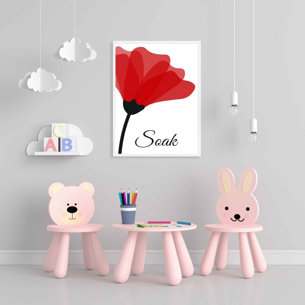 Ruby Red Floral Art Frame For Wall Decor- Funkydecors Xs / White Posters Prints &amp; Visual Artwork