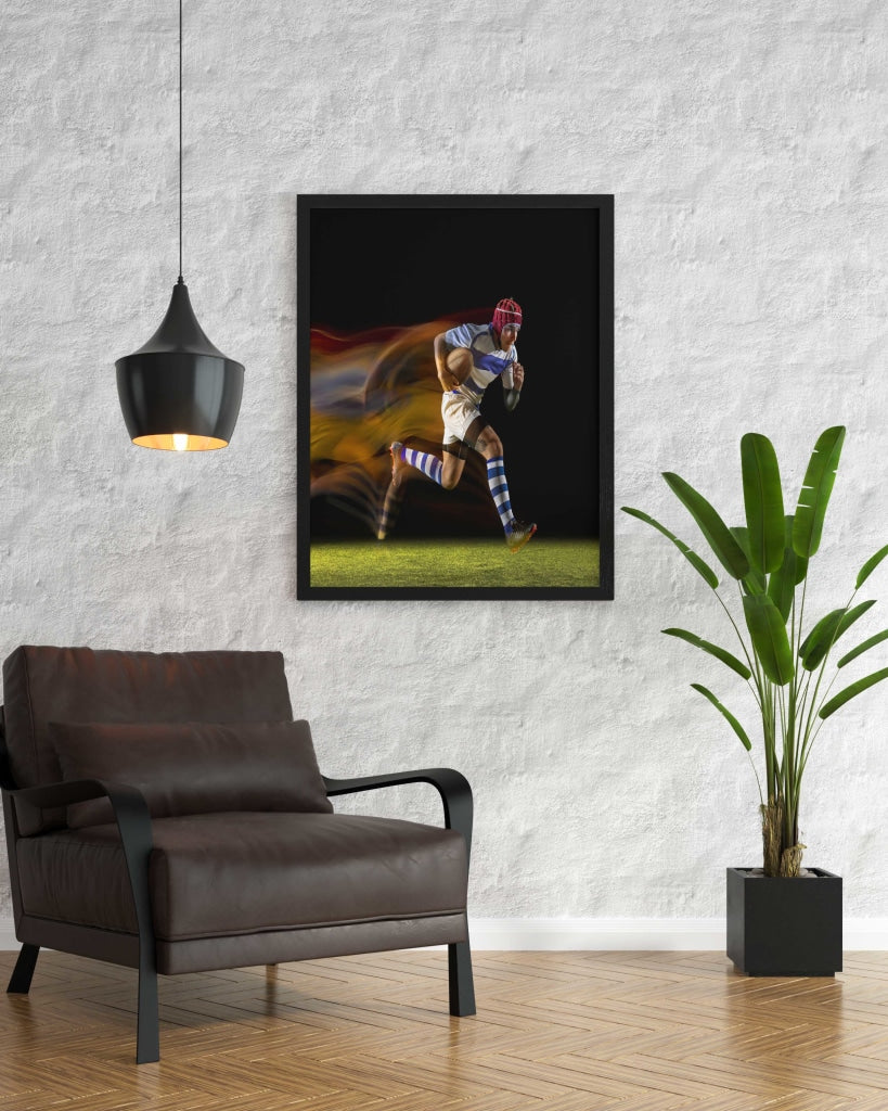Rugby - Sports Art Frame For Wall Decor- Funkydecors Xs / Black Posters Prints &amp; Visual Artwork