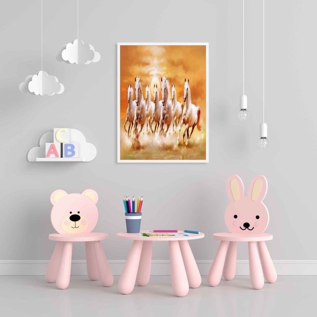 Running Horses - Animal Art Frame For Wall Decor- Funkydecors Xs / White Posters Prints &amp; Visual
