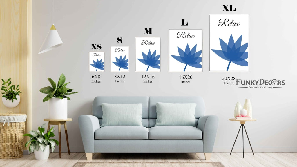 Saphire Blue Floral Art Frame For Wall Decor- Funkydecors Posters Prints & Visual Artwork