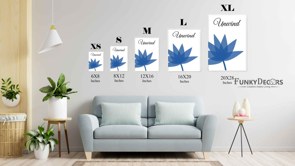 Saphire Blue Floral Art Frame For Wall Decor- Funkydecors Posters Prints & Visual Artwork