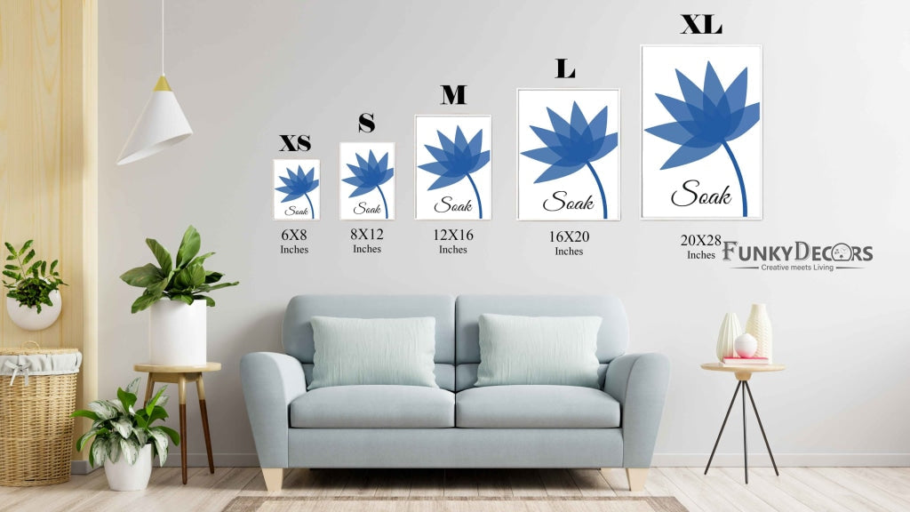 Saphire Blue Floral Art Frame For Wall Decor- Funkydecors Posters Prints & Visual Artwork