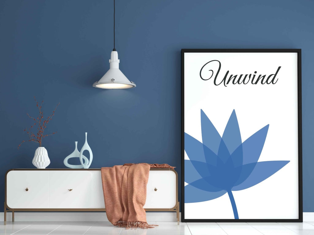 Saphire Blue Floral Art Frame For Wall Decor- Funkydecors Xs / Black Posters Prints & Visual Artwork
