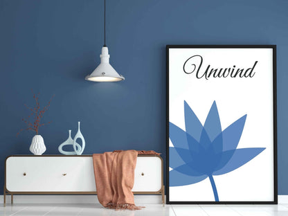 Saphire Blue Floral Art Frame For Wall Decor- Funkydecors Xs / Black Posters Prints & Visual Artwork