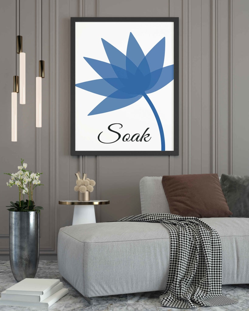 Saphire Blue Floral Art Frame For Wall Decor- Funkydecors Xs / Black Posters Prints & Visual Artwork