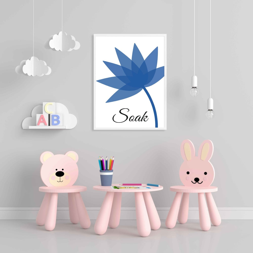 Saphire Blue Floral Art Frame For Wall Decor- Funkydecors Xs / White Posters Prints & Visual Artwork