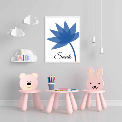 Saphire Blue Floral Art Frame For Wall Decor- Funkydecors Xs / White Posters Prints & Visual Artwork