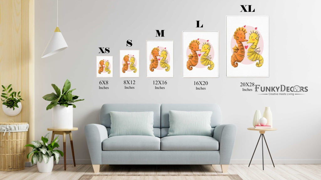 Seahorse Love - Nursery Art Frame For Wall Decor- Funkydecors Posters Prints &amp; Visual Artwork