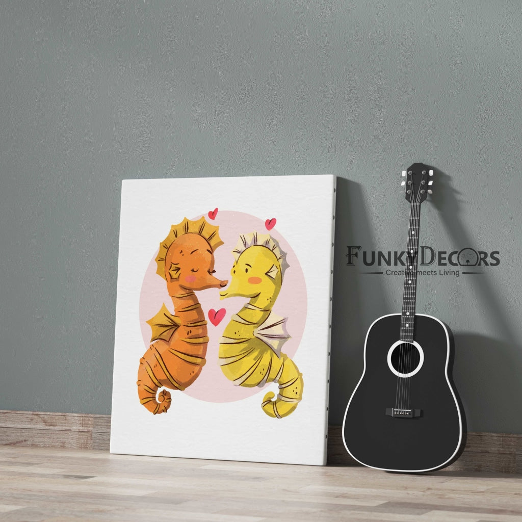 Seahorse Love - Nursery Art Frame For Wall Decor- Funkydecors Posters Prints &amp; Visual Artwork