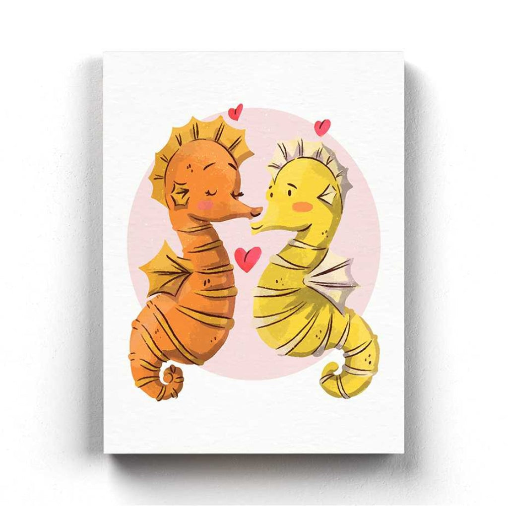 Seahorse Love - Nursery Art Frame For Wall Decor- Funkydecors Xs / Canvas Posters Prints &amp; Visual