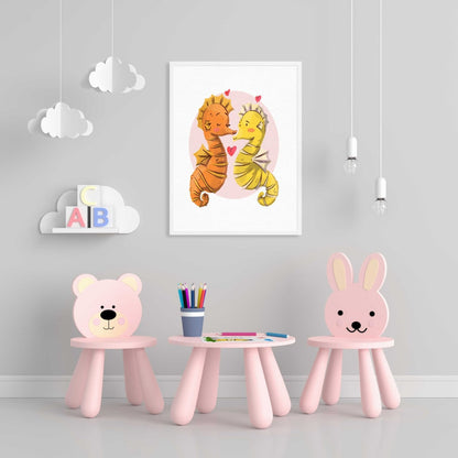 Seahorse Love - Nursery Art Frame For Wall Decor- Funkydecors Xs / White Posters Prints & Visual