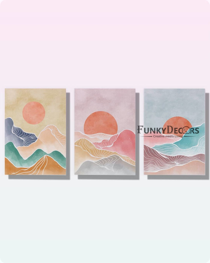 Shades Of Land - Minimal 3 Panels Art Frame For Wall Decor- Funkydecors Posters Prints & Visual