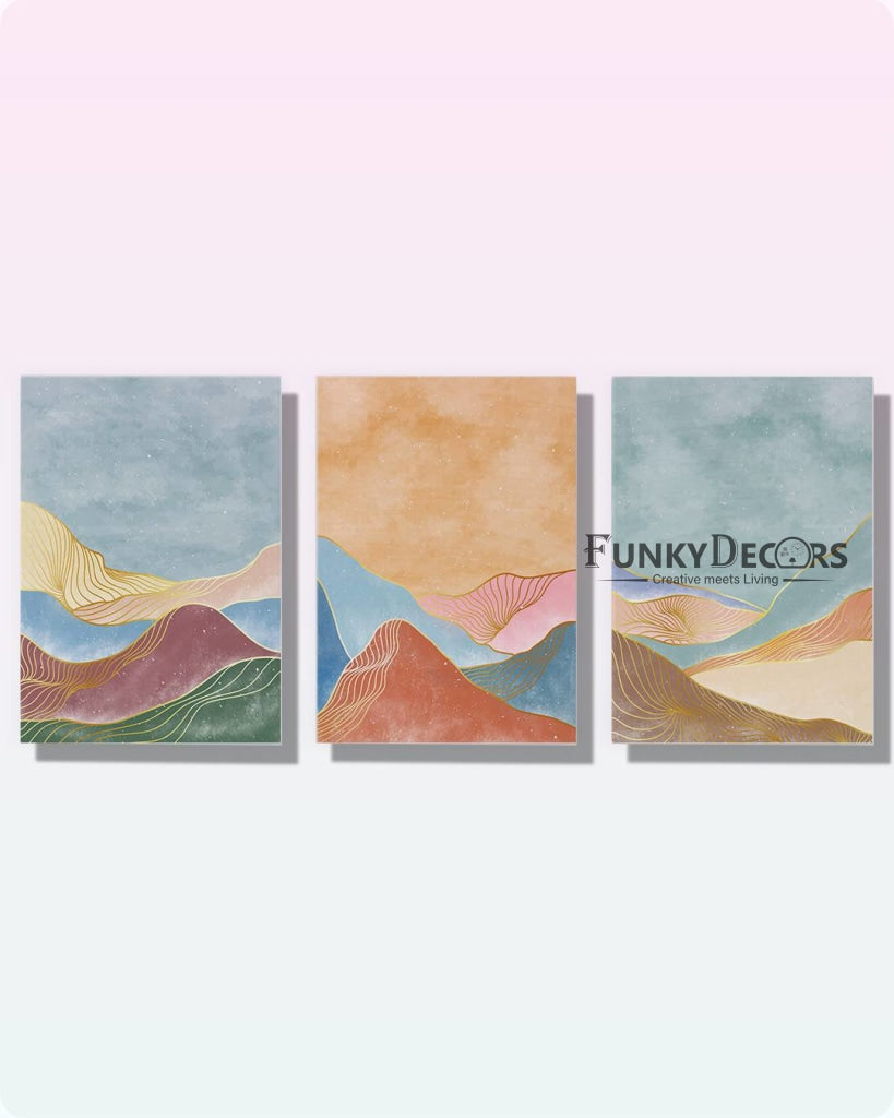 Shades Of Land - Minimal 3 Panels Art Frame For Wall Decor- Funkydecors Posters Prints & Visual