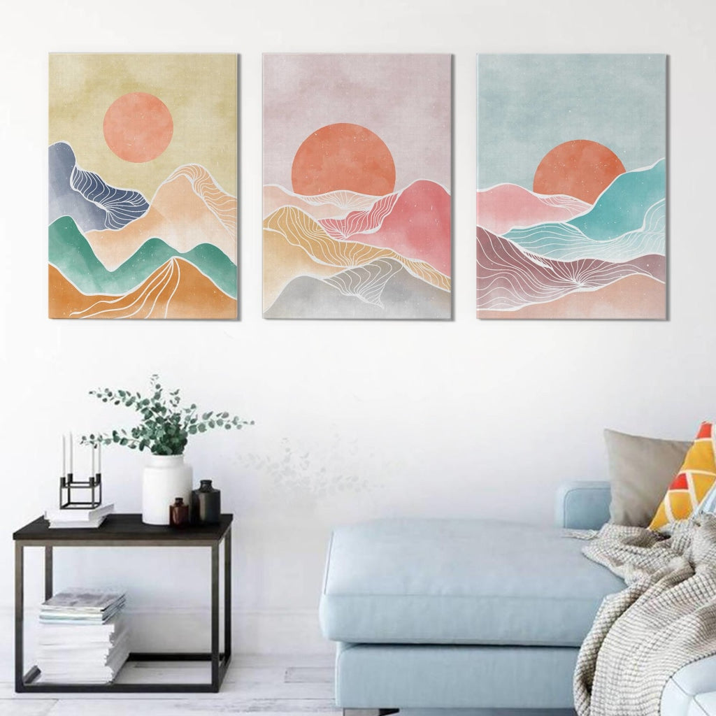 Shades Of Land - Minimal 3 Panels Art Frame For Wall Decor- Funkydecors Xs / Canvas Posters Prints &amp;