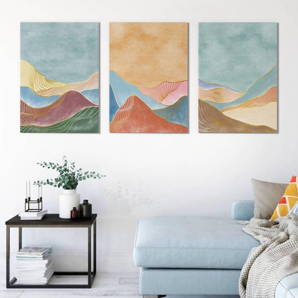 Shades Of Land - Minimal 3 Panels Art Frame For Wall Decor- Funkydecors Xs / Canvas Posters Prints &amp;