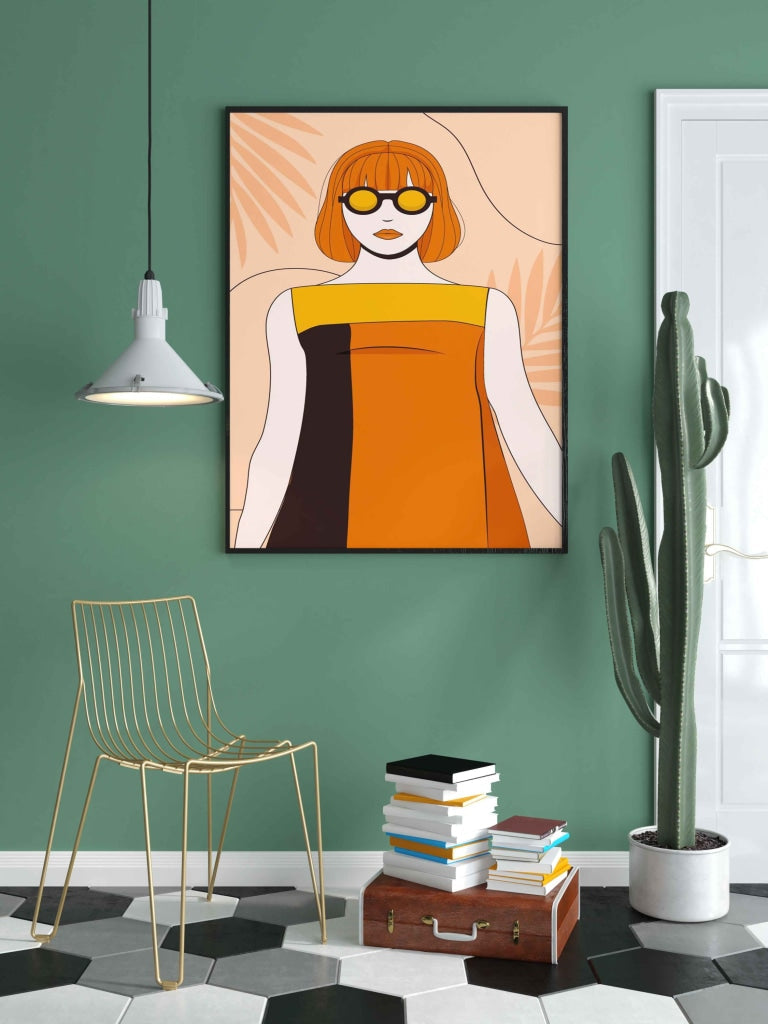 Shades Of Orange Portrait Art Frame For Wall Decor- Funkydecors Xs / Black Posters Prints & Visual