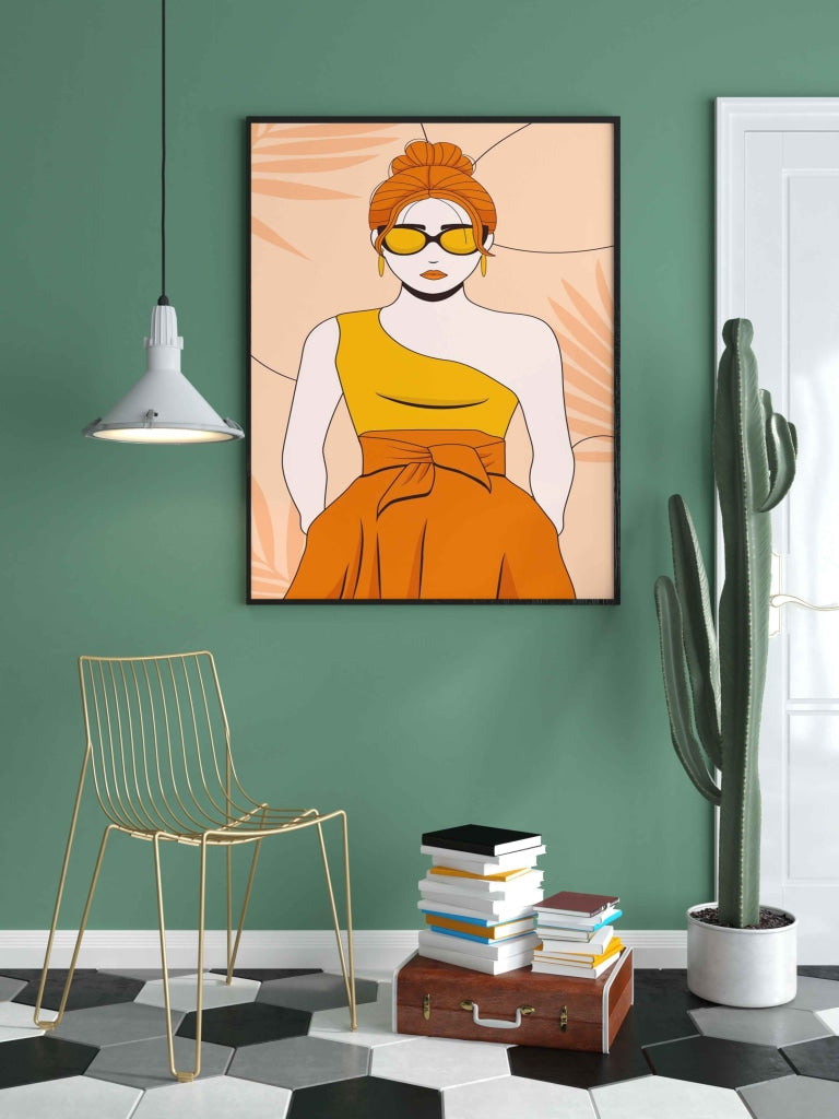 Shades Of Orange Portrait Art Frame For Wall Decor- Funkydecors Xs / Black Posters Prints & Visual