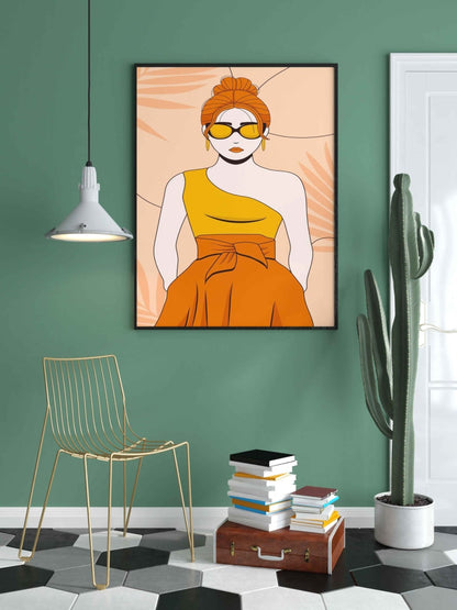Shades Of Orange Portrait Art Frame For Wall Decor- Funkydecors Xs / Black Posters Prints & Visual