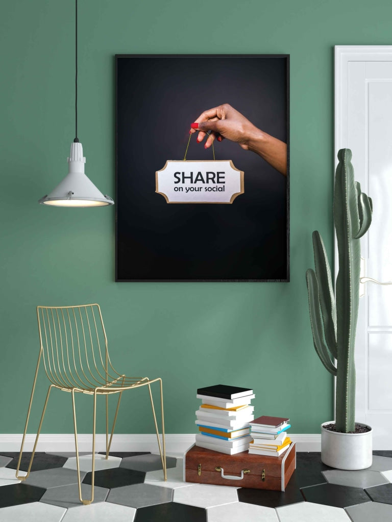 Share On Your Social - Business Art Frame For Wall Decor- Funkydecors Xs / Black Posters Prints &amp;