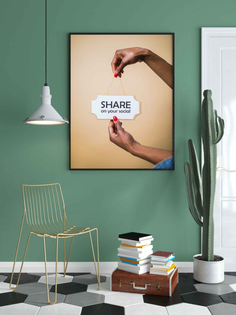 Share On Your Social - Business Art Frame For Wall Decor- Funkydecors Xs / Black Posters Prints &amp;