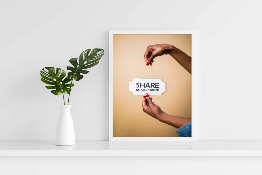 Share On Your Social - Business Art Frame For Wall Decor- Funkydecors Xs / White Posters Prints &amp;