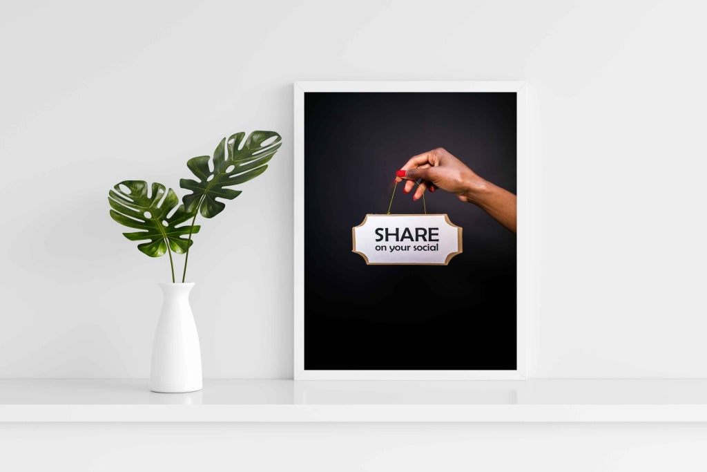 Share On Your Social - Business Art Frame For Wall Decor- Funkydecors Xs / White Posters Prints &amp;