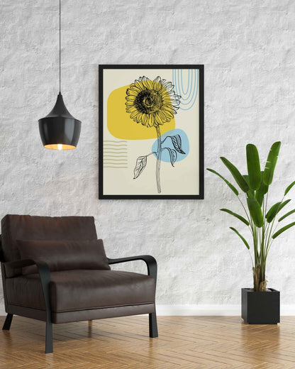 Shine Like Sunflower - Floral Art Frame For Wall Decor- Funkydecors Xs / Black Posters Prints &