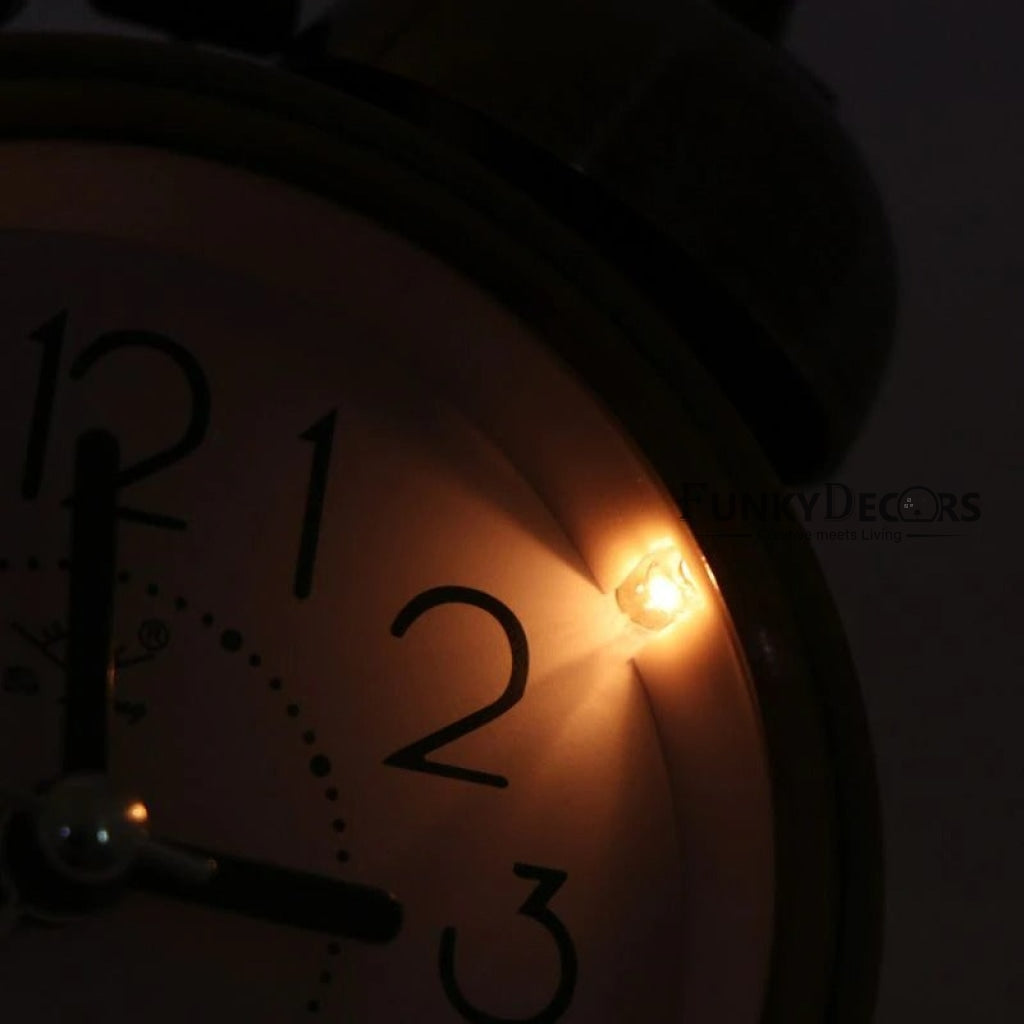 Silver Retro Style Alarm Kids Room Table Clock For Home And Office Decor-Funkydecors Clocks