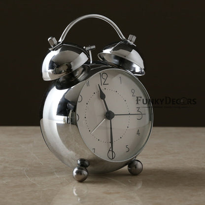 Silver Royal Retro Style Alarm Kids Room Table Clock-Funkydecors Clocks