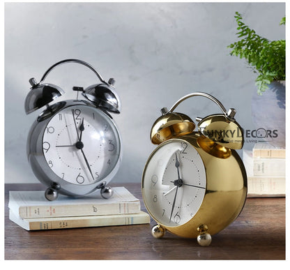 Silver Royal Retro Style Alarm Kids Room Table Clock-Funkydecors Clocks