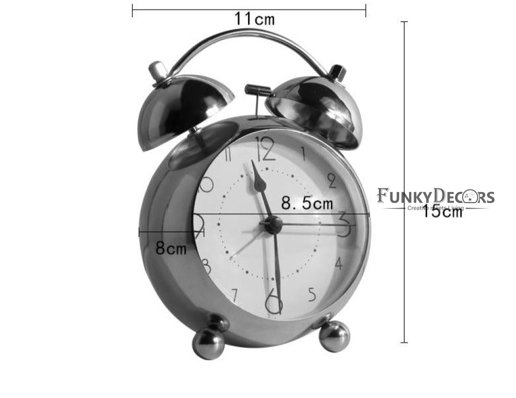 Silver Royal Retro Style Alarm Kids Room Table Clock-Funkydecors Clocks