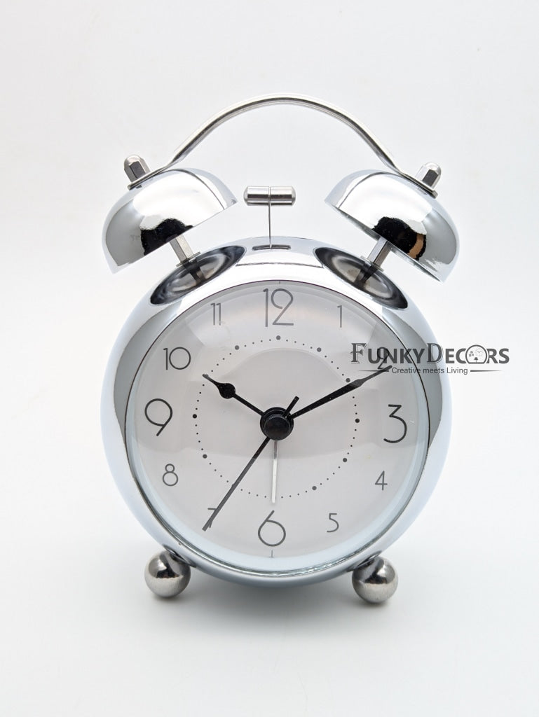 Silver Royal Retro Style Alarm Kids Room Table Clock-Funkydecors Clocks