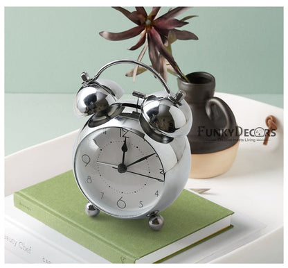 Silver Royal Retro Style Alarm Kids Room Table Clock-Funkydecors Clocks