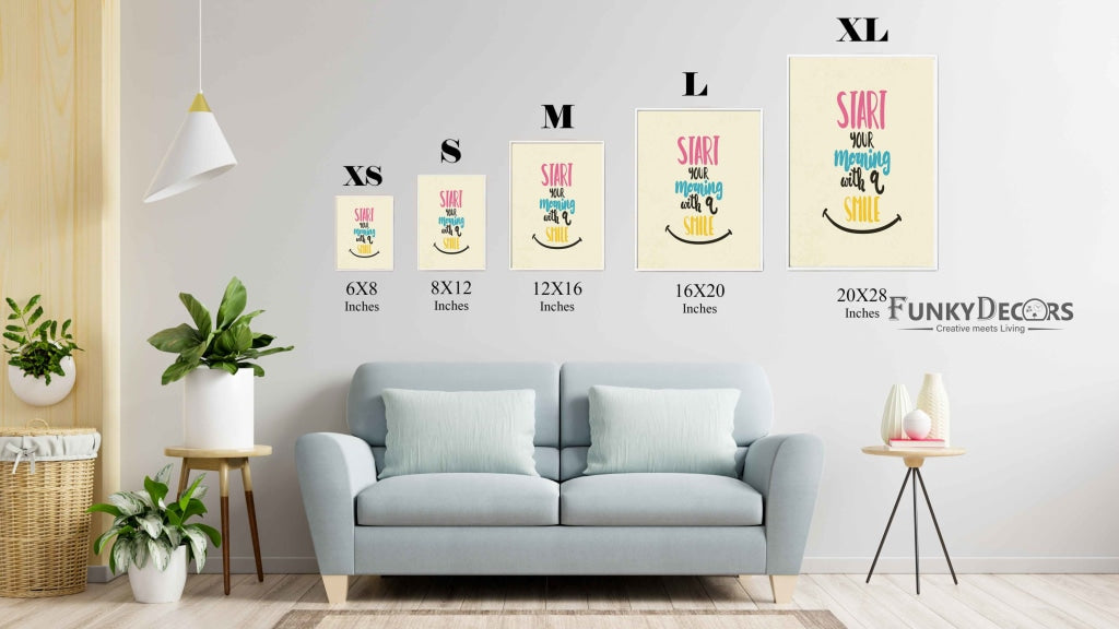 Start Your Morning With A Smile - Motivation Quotes Art Frame For Wall Decor- Funkydecors Posters