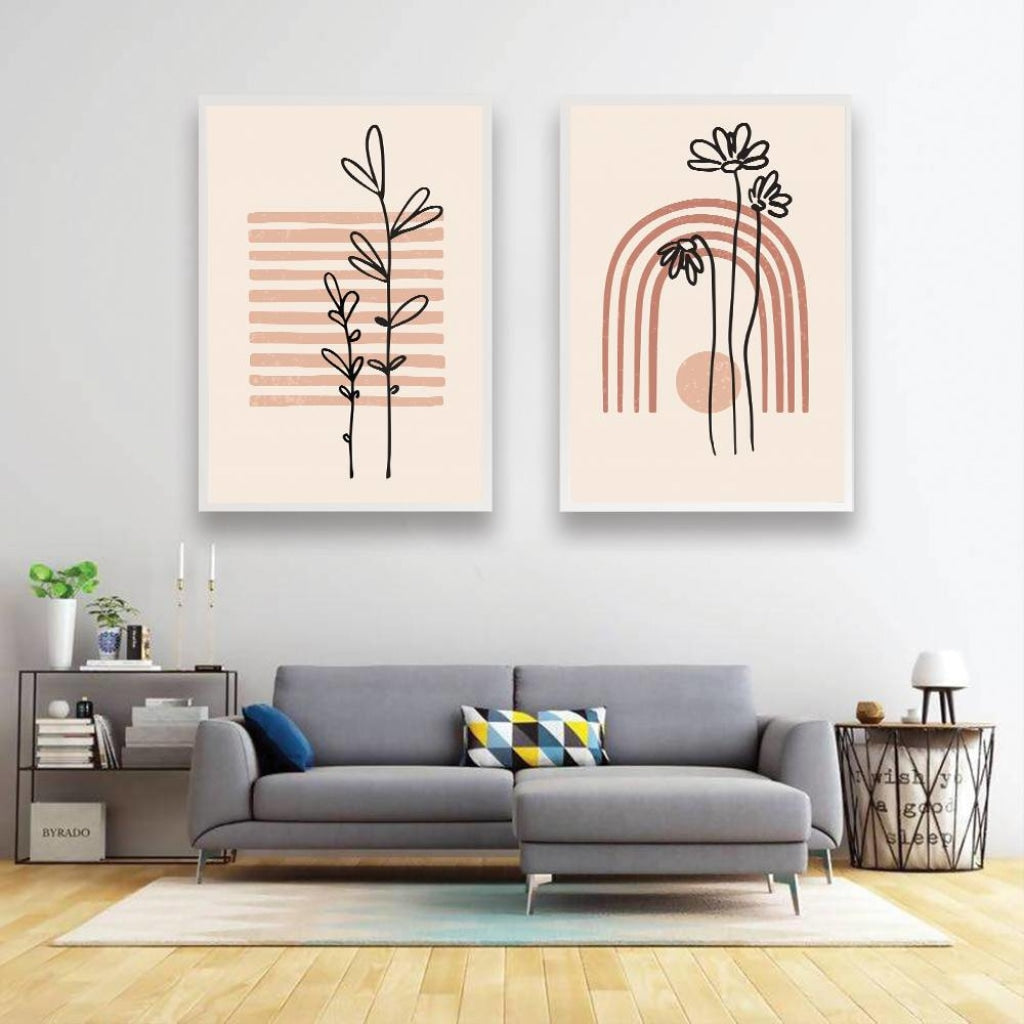 Strips Minimal 2 Panels Art Frame For Wall Decor- Funkydecors Xs / White Posters Prints &amp; Visual