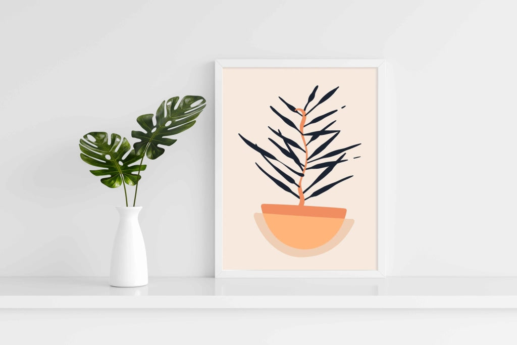 Stroke Leafy Design Portrait Art Frame For Wall Decor- Funkydecors Xs / White Posters Prints &