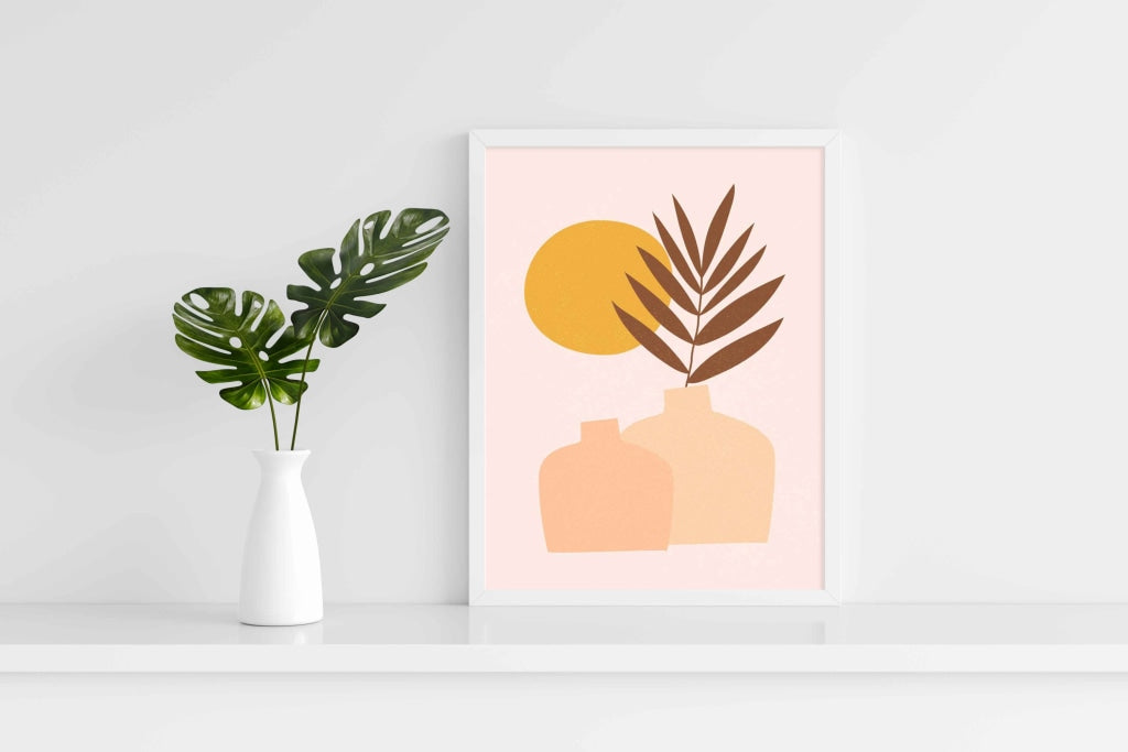 Stroke Leafy Design Portrait Art Frame For Wall Decor- Funkydecors Xs / White Posters Prints &
