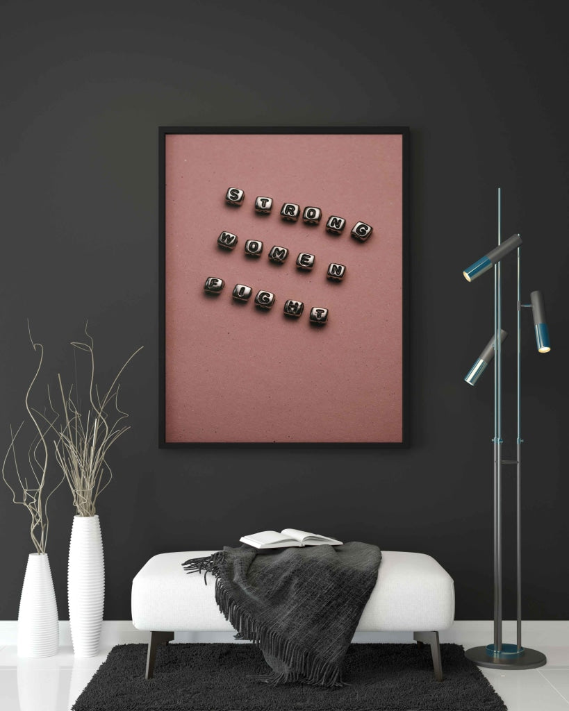 Strong Women Fight - Quotes Art Frame For Wall Decor- Funkydecors Xs / Black Posters Prints &amp; Visual