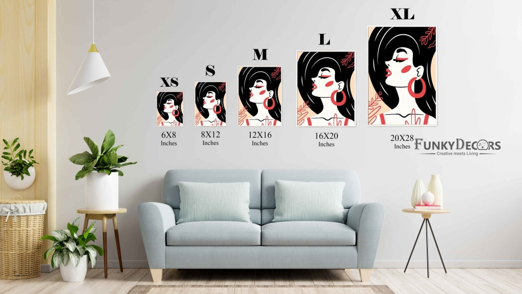 Stylish Design Women Portrait Art Frame For Wall Decor- Funkydecors Posters Prints & Visual Artwork