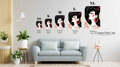 Stylish Design Women Portrait Art Frame For Wall Decor- Funkydecors Posters Prints & Visual Artwork