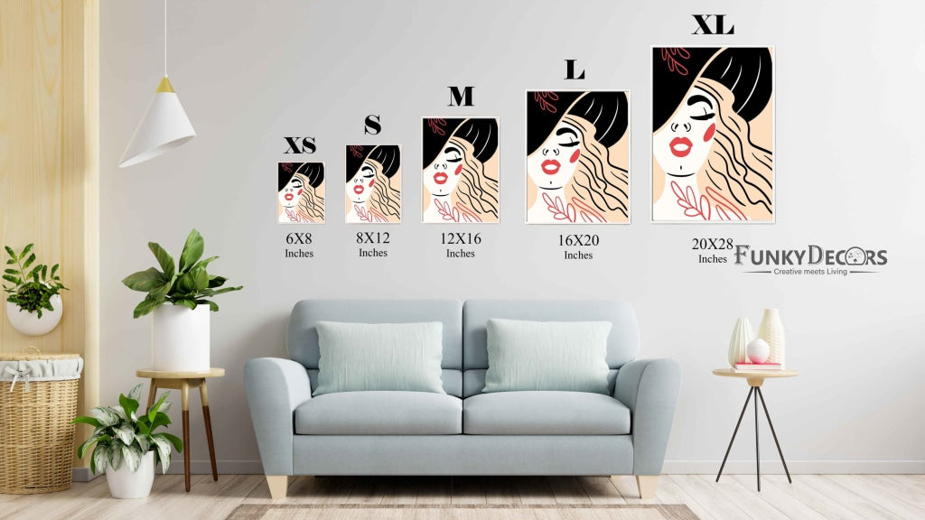 Stylish Design Women Portrait Art Frame For Wall Decor- Funkydecors Posters Prints & Visual Artwork