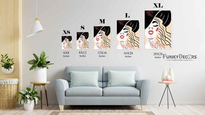 Stylish Design Women Portrait Art Frame For Wall Decor- Funkydecors Posters Prints & Visual Artwork