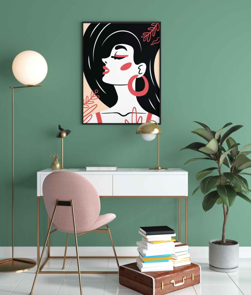 Stylish Design Women Portrait Art Frame For Wall Decor- Funkydecors Xs / Black Posters Prints &